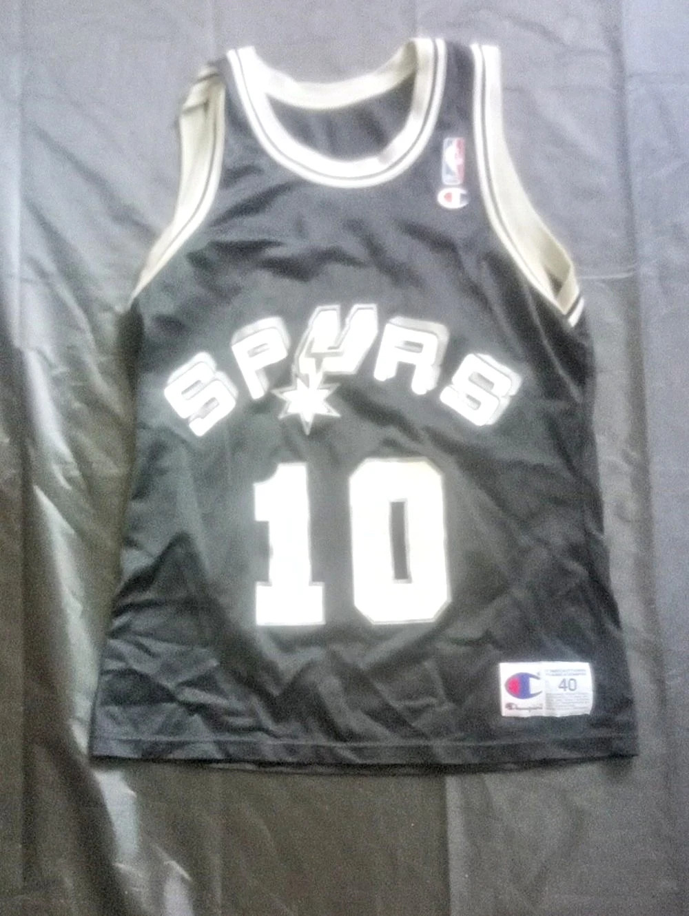 Champion Vintage San Antonio Spurs Dennis Rodman #10 Away Jersey Black & White